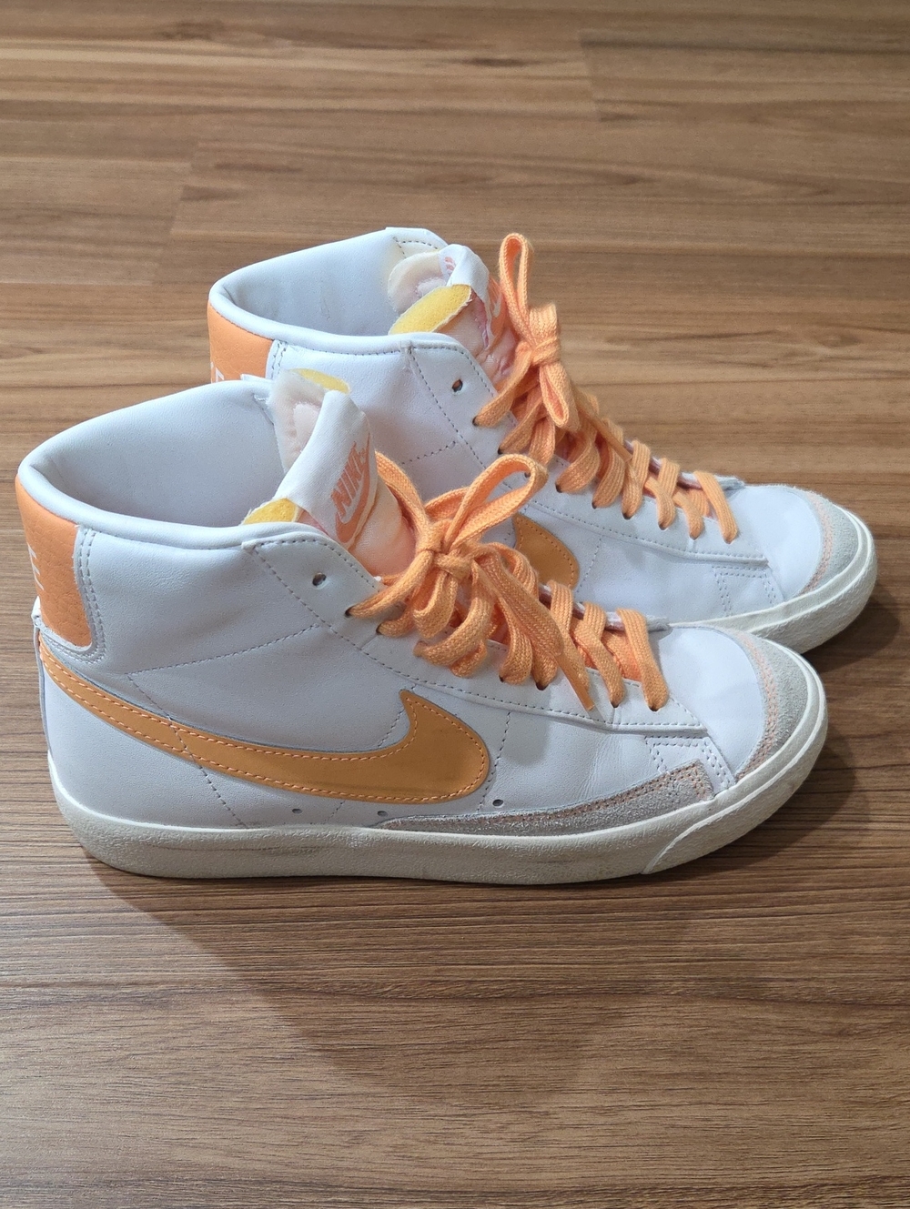 Nike Women’s High-Top Sneakers — White with Peach Accents